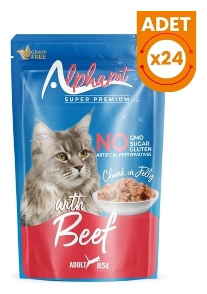 Jöle Içinde Parça Sığır Etli Pouch Yetişkin Konserve Kedi Maması