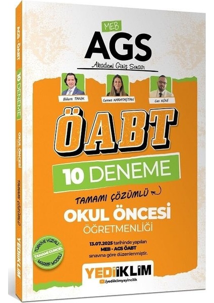 Yediiklim 2026 Öabt Meb-Ags Okul Öncesi Öğretmenliği 10 Deneme Çözümlü - Bülent Tanık, Can Köni Yediiklim Yayınları