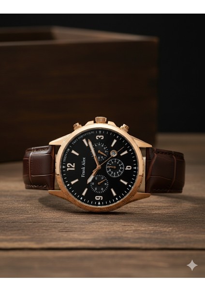 Erkek Kol Saati Bakır Renk, Siyah Kadran - Şık Deri Kordon, 2 Yıl Garantili fiyatları