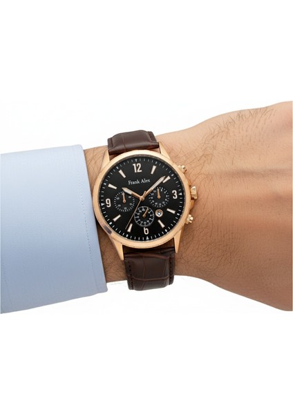 Erkek Kol Saati Bakır Renk, Siyah Kadran - Şık Deri Kordon, 2 Yıl Garantili modelleri