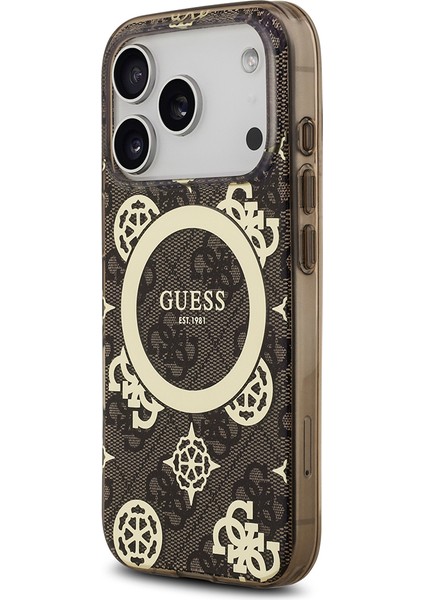 iPhone 17 Pro Max Kılıf Guess Lisanslı M-Safeli Iml Peony ve 4g Desenli Klasik Logolu Kahverengi fiyatları