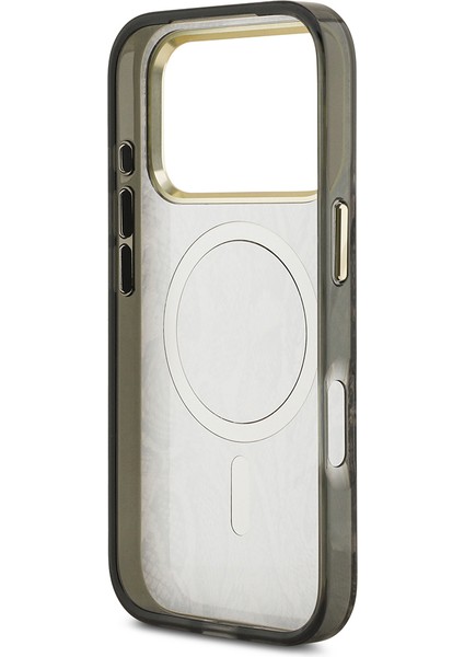 iPhone 17 Pro Uyumlu Kılıf Guess Lisanslı M-Safeli Yazı Logolu Python Desenli Kapak Kahverengi