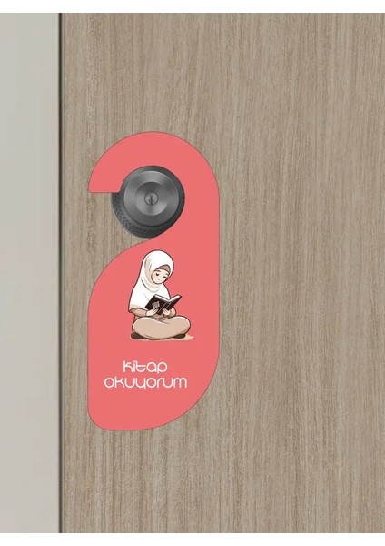 Kitap Okuyorum. Kız Kapı Askısı Kapı Uyarı Levhası modelleri