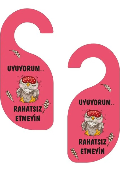 Uyuyorum Rahatsız Etmeyin Baykuş Tasarımlı Kapı Askısı Kapı Uyarı Levhası modelleri