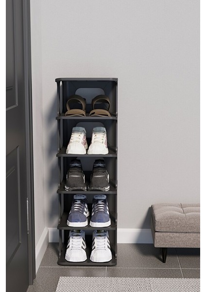 Lüx Yeni Model Modern 5 Katlı Ayakkabılık Portatif Ayakkabı Standı 5 Katlı Siyah fiyatları