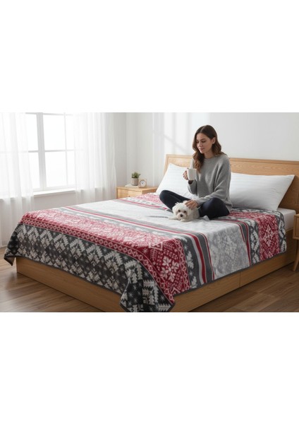 Lüks Yıl Başı Desenli Peluş Çift Taraflı Battaniye fırsatları