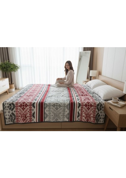 Lüks Yıl Başı Desenli Peluş Çift Taraflı Battaniye indirimleri