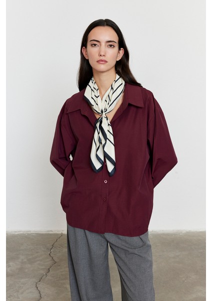 Oversize Poplin Gömlek Bordo fiyatları