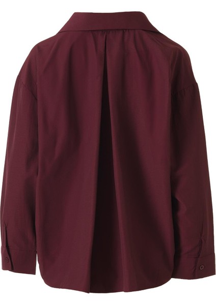Oversize Poplin Gömlek Bordo