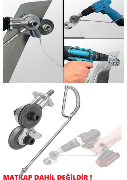 Matkap Ucuna Takılan Metal Plaka Sac Kesme Aparatı Demir Çelik Bakır Alüminyum Kesme