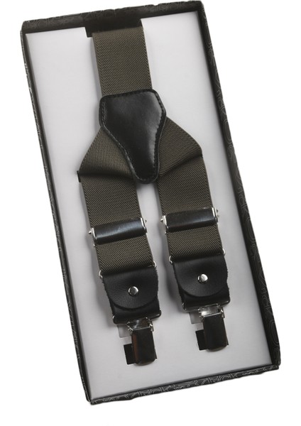 Unisex Haki Derili Esneyebilen Lastik Ayarlanabilir Metal Klipsli Pantolon Askısı 2602025 modelleri