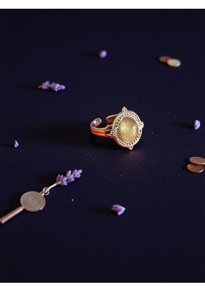 Sitrin Taşı Doğal Taş Ayarlamalı Paslanmaz Çelik Yüzük fiyatları