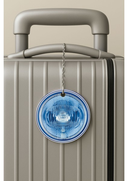 Pleksi Zincirli Bavul Etiketi Seyahat Tatil Için Tasarım Valiz Etiketi Blue Sport Car