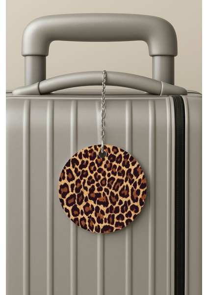 Pleksi Zincirli Bavul Etiketi Seyahat Tatil Için Tasarım Valiz Etiketi Leopar Modası