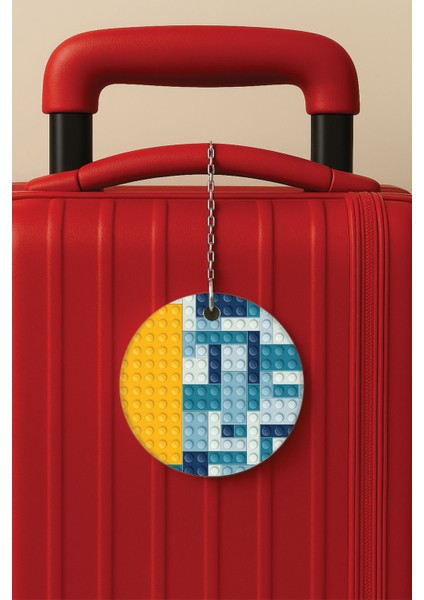 Desenli Baskılı Pleksi Zincir Aparatlı Bavul Etiketi Valiz Etiketi Carma Game