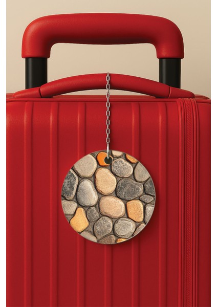 Desenli Baskılı Pleksi Zincir Aparatlı Bavul Etiketi Valiz Etiketi Arnavut Kaldırımları