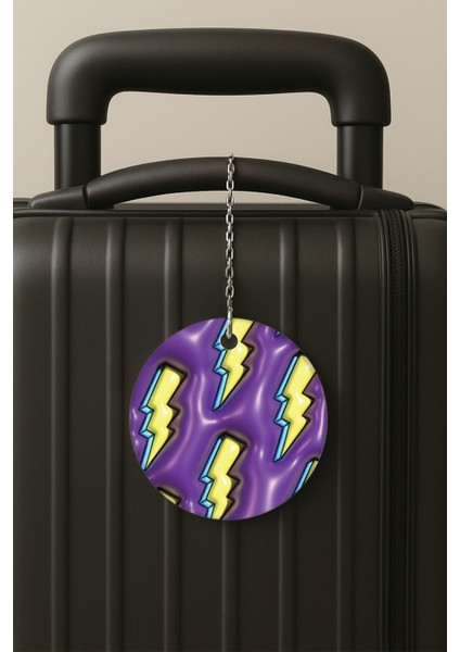 Lightning Desenli Uv Baskılı Pleksi Bavul Etiketi Seyahat Tatil Valiz Etiketi