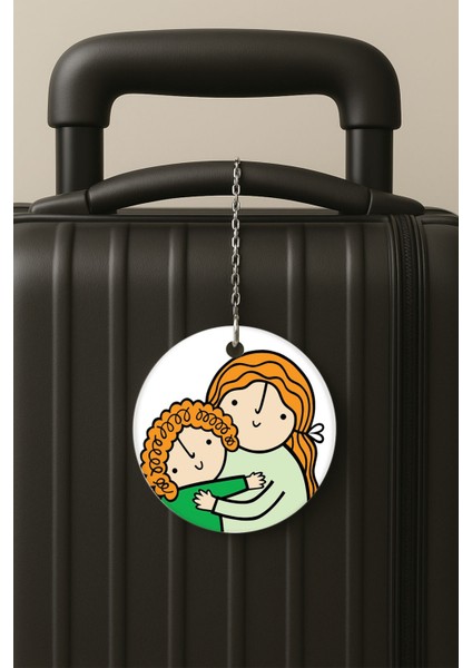 Abla Kardeş Desenli Uv Baskılı Pleksi Bavul Etiketi Seyahat Tatil Valiz Etiketi