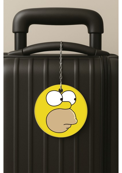 Simpsoncomple Desenli Uv Baskılı Pleksi Bavul Etiketi Seyahat Tatil Valiz Etiketi