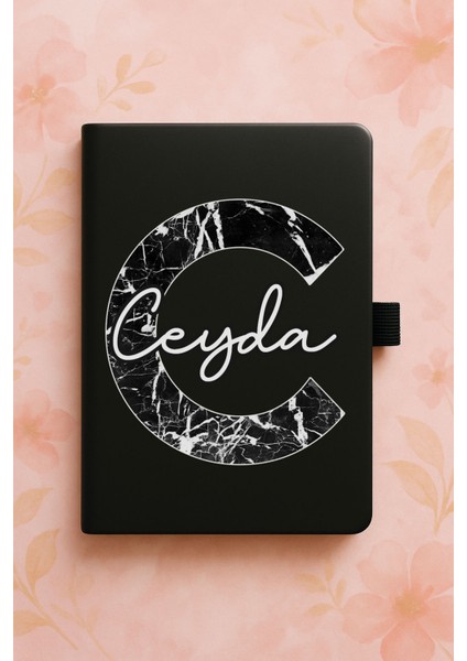 Kişiye Özel Isim Ad Yazılı Tarihsiz Uv Baskı Termo Defter - C Harfi Mermer