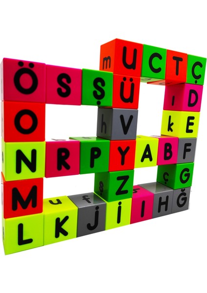 Manyetik Alfabe (5 Harf Grubu-29 Mıknatıslı Küp) 5 6 Yaş Eğitici Zeka Geliştirici Oyuncaklar