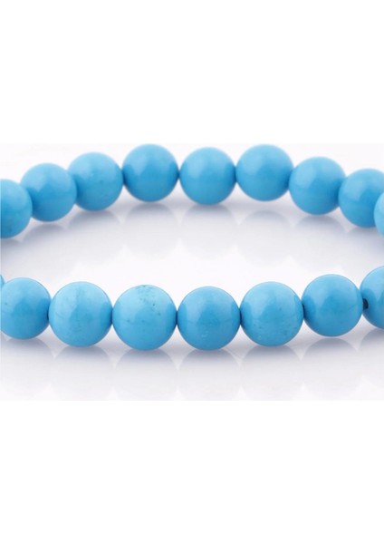 Turkuaz Firuze Doğal Taş Bileklik 8 mm Yuvarlak Kesim