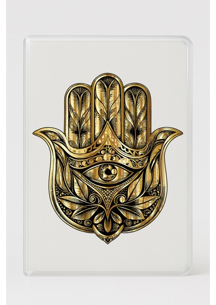 Şeffaf Pasaport Kılıfı Kalın Mikron Kart Bölmeli Desenli Pasaport Kabı - Nazar