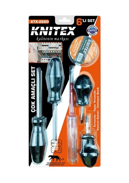 6pcs Tornavida - Çok Amaçlı Set Tornavida - Topaç Tornavida - Kontrol Kalem - Elektrik Bant (5324)