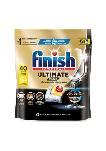 4 Adet Finish Tablet Ultimate Plus 40 Lı Limon