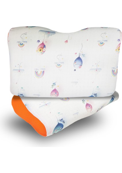 2 Adet Visco Ortopedik Çocuk Yastığı,boyun Destekli Delikli Hava Kanallı Visco Yastık (Balon)