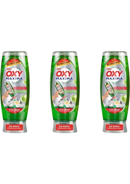 Mr. Oxy Maxima Elde Yıkama Bulaşık Deterjanı Elma Kokulu 650 ml 3 Adet