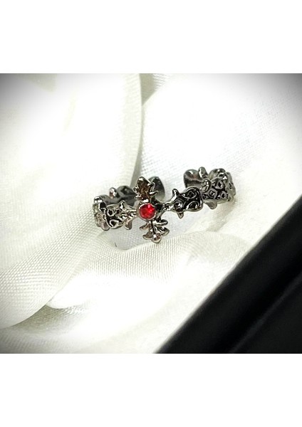 Taşlı Etnik Ayarlanabilir Haç Yüzük fiyatları