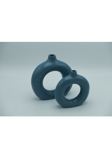 | 2'li Halka Vazo Seti | Dip Mavisi