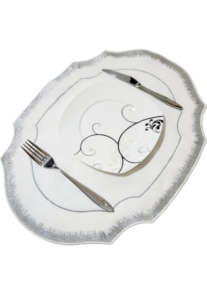 6 Adet Simli Nakışlı Keten Amerikan Servis - Keten Supla fırsatları