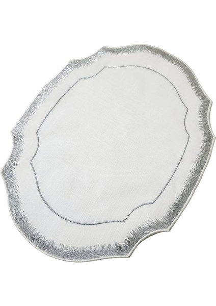 6 Adet Simli Nakışlı Keten Amerikan Servis - Keten Supla