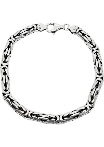 Yuvarlak Gümüş Kral Erkek Zincir Bileklik 6mm