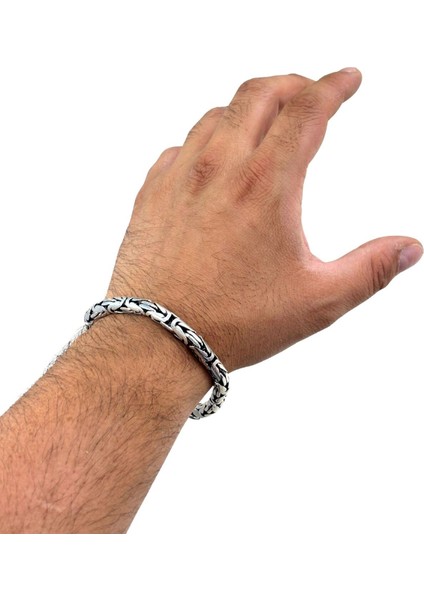 Yuvarlak Gümüş Kral Erkek Zincir Bileklik 6mm fiyatları