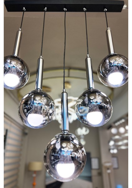 Globe Linear Black & Silver 5'li FÜME Cam Avize fırsatları