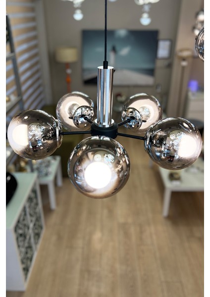 Globe Black & Silver PENTA Sarkıt Cam Avize fiyatları