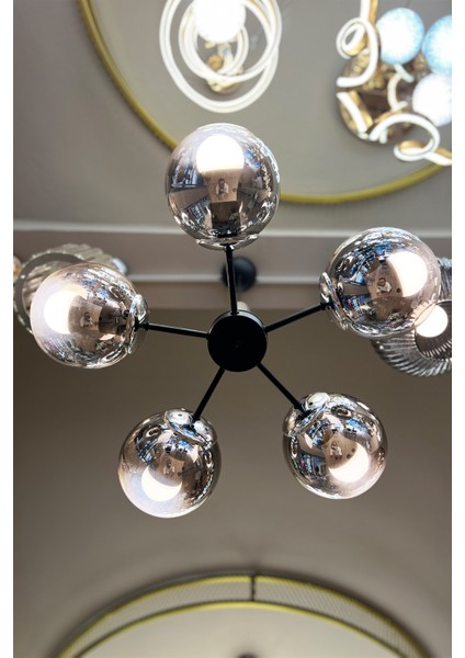 Globe Black & Silver PENTA Sarkıt Cam Avize modelleri