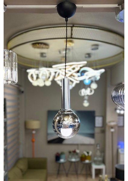 Globe Black & Silver ONE Sarkıt Cam Avize