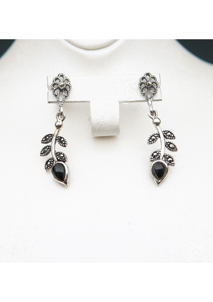 925 Ayar Gümüş Oltu Taşı Kadın Küpe SKÜ00027 fiyatları