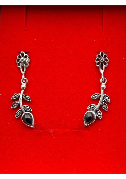 925 Ayar Gümüş Oltu Taşı Kadın Küpe SKÜ00027 modelleri