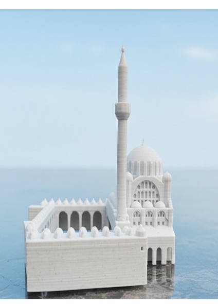 Tarihi Eser Koleksiyonu: Renksiz Mihrimah Sultan Camii Minyatür Maketi - Dıy Boyasız - 15x14.4x11.4 cm