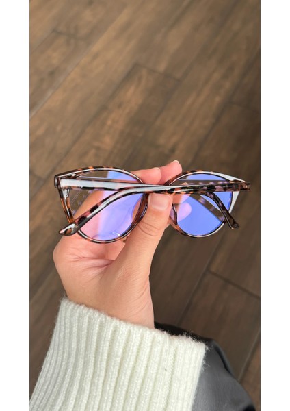 Cat Eye Leopar Desenli Blue Block Gözlük modelleri