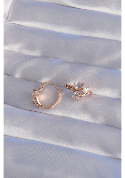 Xuping Rose Renk Zirkon Taşlı Halka Küpe modelleri