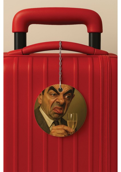 Desenli Baskılı Pleksi Zincir Aparatlı Bavul Etiketi Valiz Etiketi Bean