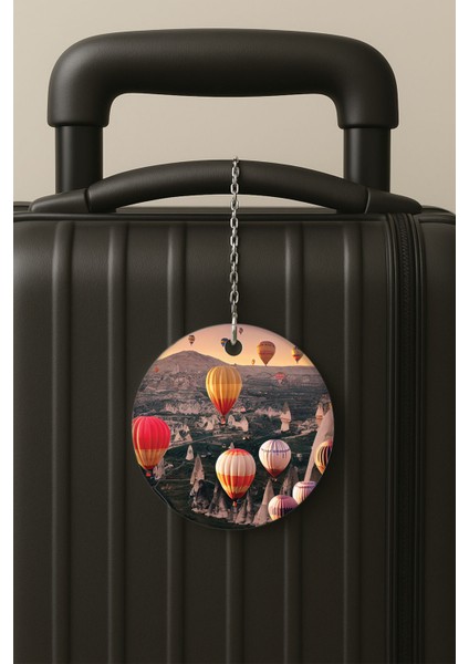 Kapadokya Desenli Uv Baskılı Pleksi Bavul Etiketi Seyahat Tatil Valiz Etiketi