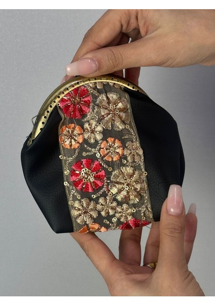 Osmanlı Motif Desenli Deri Kadın Cüzdan 13X12 cm