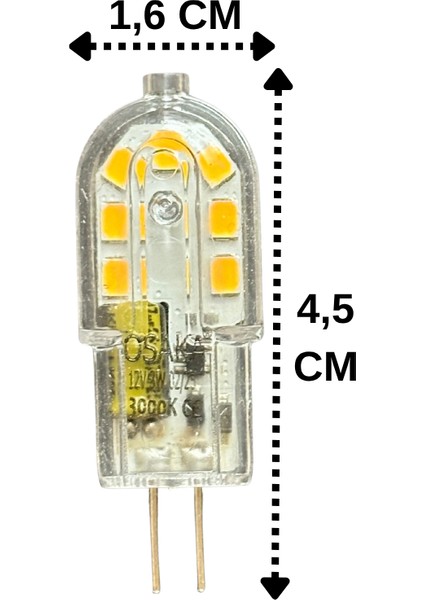 (10 adet) OSAKA 12VOLT 3W Sarı Işık (3000K) G4 Duylu LED Kapsül Ampul fiyatları